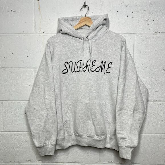 Supreme Script Hooded Pullover “Ash Grey” SS23 - Picture 1 of 11